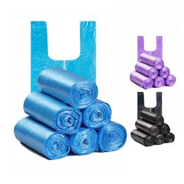 10 Rolls Points Off Trash Bag Garbage Bags Portable Vest Type Strong Bags for Kitchen