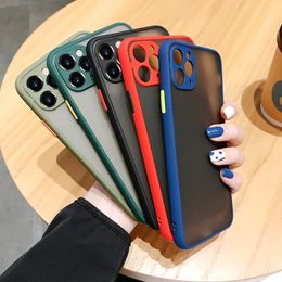 Translucence Skin Shockproof Protect Cases Cover Matte Hybrid PC TPU Phones Case for iPhone 11 12 Pro Max X XS XR 78 Plus Apple Cell Phone