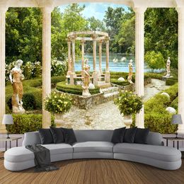 Custom Photo Roman Column Statue Garden Landscape 3D Wall Murals Living Room Sofa Decoration Wall Painting Mural Wallpaper Walls