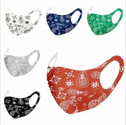 Ice Silk Face Mask Printed PM2.5 Anti Dust Summer Washable Reusable Breathable Outdoor Protective Adult Mouth Cover LJJP239