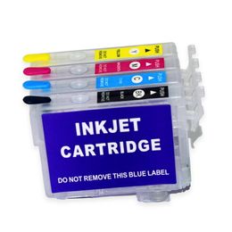 4-Color-set T702 T702XL Refillable Ink Cartridge for Epson Workforce Pro WF-3720 WF-3733 WF-3730 Printer No Chip