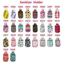 Neoprene Hand Sanitizer Bottle Holder Keychain Bags 30ML 10.3*6cm Key Rings Hand soap Bottle Holder 26 Colours