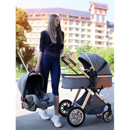 Brand Baby Stroller 3 in Designer 1 High Landview Baby Pushchair Reclining Light Foldable Cradel1 Soft High-end Fashionable Suit