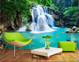 Custom photo wallpapers for walls 3d murals Beautiful dream forest waterfall flowing water bedroom bedside mural TV background wall papers