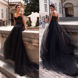 Sparkly Beaded Lace Prom Dresses Spagetti Straps Neck A Line Sequined Evening Gowns Sweep Train Tulle Formal Dress