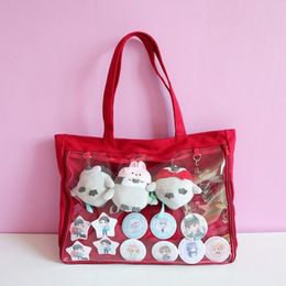 Japanese Wego Ita Bag Kawaii Transparent Window Lolita Canvas Handbag Shoulder Bag Candy Color Lovely Itabag