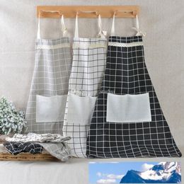 Plaid Lace Apron Korea Adjustable Kitchen Cooking Apron Unisex Kitchen Cook Apron With Pockets Home Textiles Tool 5 Colour WX9-1309