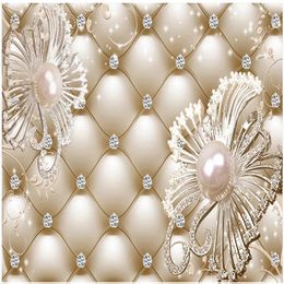 Photo living style wallpaper 3D soft bag diamond jewelry flower wallpapers luxury background wall-