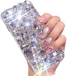 -LUXURY 3D glitter scintillio bling celle cellulari casi lucido cristallo strass diamante paraurti trasparente gemme copertura protettiva per iPhone 11 12 13 Pro Max XR x 8 7 Samsung S20