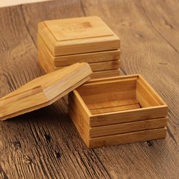 Bamboo Soap Dishes Simple Natural Soap Box Holder Rack Drain Tray Bamboo for Bath Shower Accessories