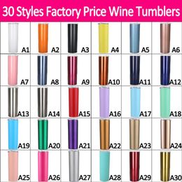 NEW 33 Styles 20oz Skinny Tumbler With Clear Straws Lids Vacuum Insulated Mug Stainless Steel Cups Wine Tumblers