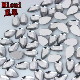 Micui 300PCS 6 10mm Mix Colour Drop Rhinestones Flat Back Acrylic Gems Crystal Stones Non Sewing Beads for DIY Clothes ZZ7071662