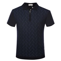 BILLIONAIRE T shirt men silk 2020 summer new style zipper collar fashion comfort geometry pattern clothing big size M-5XL free shipping