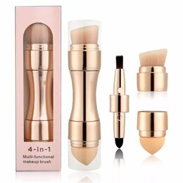 4 In 1 Makeup Brushes Foundation Eyeshadow Powder Brush Cosmetic Concealer Lip Brush Gold/Rose Gold color J1706