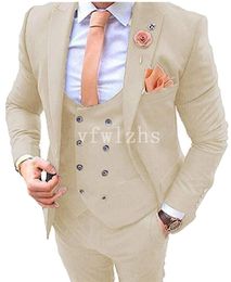 New Style One Button Handsome Peak Lapel Groom Tuxedos Men Suits Wedding/Prom/Dinner Best Man Blazer(Jacket+Pants+Tie+Vest) W220