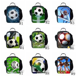 Lunch Bags Soccer Printing Kids Cooler Lunch Box Shoulder Bag Outdoor Picnic Storage Bags 18styles