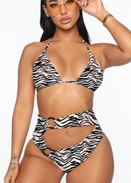 Designer bikini baddräkt badkläder sexig harts mun hög midja rem sprängning zebra leopard