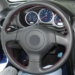 Black Leather Hand-stitched Car Steering Wheel Cover for Subaru Legacy Impreza