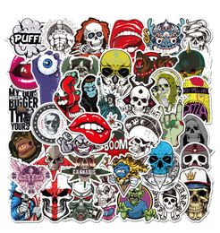 50 PCS Mixed Car Stickers Scary Skull Graffiti For Skateboard Laptop Helmet Pad Bicycle Bike Motorcycle PS4 Notebook Guitar PVC Fridge Decal