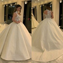 luxury chapel aline wedding dresses halter appliqued lace onesleeve bridal gown sweep train custom made ruched satin bridal gown