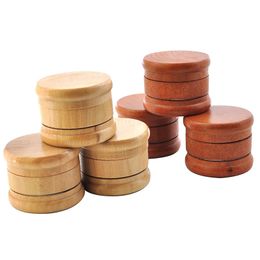 Newest Colourful Wood 60MM Dry Herb Tobacco Grind Spice Miller Grinder Crusher Grinding Chopped Hand Muller Bong Smoking Accessories DHL Free