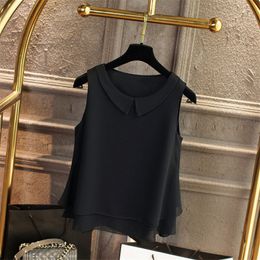 Women's blouses 2020 New sleeveless Peter pan Collar shirt For Women Chiffon Blouse Summer Casual Plus size 5XL Female Tops CX200710