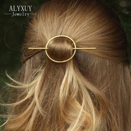 ALYXUY New Fashion Simple Round Hairpins Jewelry Women Girls Metal Circle Hair Clips Wedding Party Hair Accessories H408