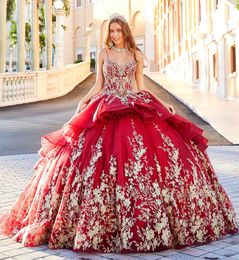 2020 Red Luxury Quinceanera Dresses Spaghetti Prom Dress Bling Lace Appliqued Glitter Girls Pageant Gowns Ball Gown Sweet 16 Dresses