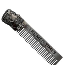 Amazon Hot Classic Metal Beard Comb Zinc Alloy Retro Men Mustache Comb Anti Static Slicked Back Head Hair Combs Custom LOGO