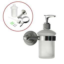 Stainless Steel Wall Mount Bathroom Frosted Glass Shampoo Liquid Soap Dispenser