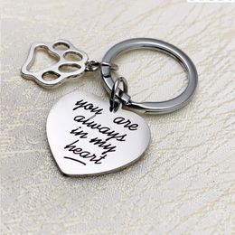 Pet Dog Memorial Keychain Loss of Dog Remembrance Gift Mourning Jewelry Key Chain You Are Always In My Heart Pet Keyring Pendant