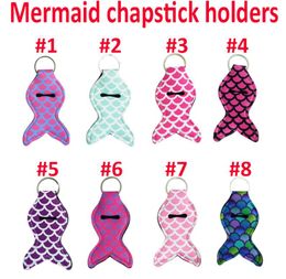 Mermaid Tail Chapstick Holder Keychain Lipstick Balm Holder Keychain Chapstick Key Chain Holder Different Vibrant Prints Cheap DHl Free