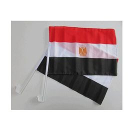 30x45cm with 43cm Plastic Poles Egypt Car Flags , National 100D Polyester Fabric 80% Bleed,Free Shipping