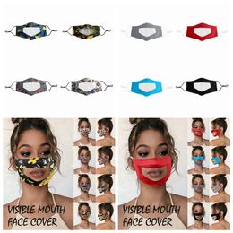 Deaf-mute Transparent Face Mask Washable Reusable Printing Masks Anti Dust Antifog Earloop Clear Designer Mask 8styles RRA3299