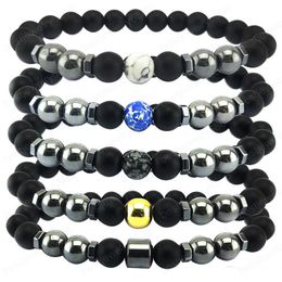 8mm Magnetic Black Agate Bracelet White Turquoise Handmade Beaded European And American Magnet Hand Ornaments Jewellery