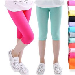 Kids Girls Bottoms Leggings Modal Cotton Knee Length Pants Candy Colour Children Tights Summer Girls Clothing 7 Colours DW5534