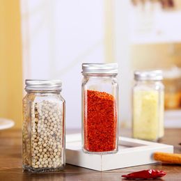 Spice Jars Kitchen Organiser Storage Holder Container Glass Seasoning Bottles With Cover Lids Camping Condiment Containers LX2609