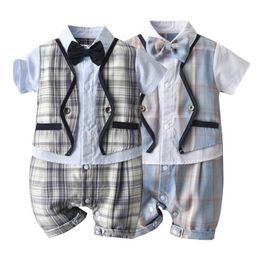 INS cotton baby romper Summer gentleman newborn rompers baby romper boys jumpsuit infant rompers baby boy clothes high quality