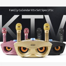 home microphone audio karaok player SD306 Dual Bluetooth Speaker With 2 Wireless Microphones Outdoor Family KTV Stereo Mic Big Sound 20W