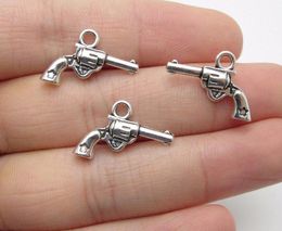 200Pcs alloy gun Charms Antique silver Charms Pendant For necklace Jewelry Making findings 19x13mm