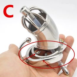 Stainless Steel Chastity Cage with Urethral Sound Catheter Anti-off Spike Ring Male Chastity Devices Penis Lock for Men G225 CX200731