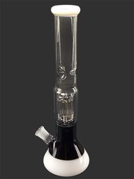 Black&White Base Glass Water Bongs Hookahs 14Inch Oil Burner Dab Rigs 18mm Female Joint Pipes for Chicha