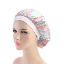 Women Laser High Elasticity Wide Side Sleeping Cap Perm Hat Chemotherapy Cap Bath Caps Shower Hat