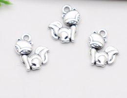 200pcs/Lot Antique Silver Plated fox Charms Pendants for Jewellery Making Bracelet DIY Handmade 15x13mm