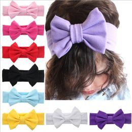 Bow Baby Headbands Solid Bowknot Hairband Toddler Girls Princess Headdress Wide Turban Headwear Kids Hair Accessories 11 Colours DW5041