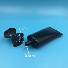 Free Shipping 60 ml 100 ml Empty Black Plastic Tube Flip Cap Bottles Containers packaging 50 pcs