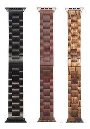 Wooden Watchband With Metal Buckle Strap For Apple Watch Band 44 mm 40mm 42mm 38mm 22mm Bracelet Iwatch Series 6 5 4 3 Wristband