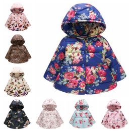 Toddler Girl Coats Floral Baby Girls Hooded Jackets Warm Children Jacket Printed Designer Outwears Baby Clothing 11 Designs 40pcs DW4190