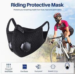 Máscaras nave US Diseñador Ciclismo facial protectora con filtro de Camino Negro anti-contaminación por polvo Entrenar bicicletas reutilizable Máscaras FY0002