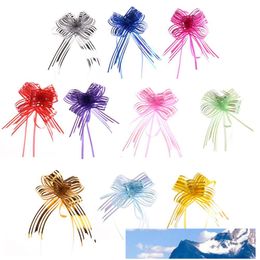 MENGXIANG New 10pcs Flower Garland Organza DIY Wedding Organza Yarn Pull Bows Ribbons Wedding Party Flower Decor Gift